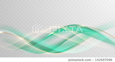 Green abstract wave background With luxury golden element vector illustration 142697096