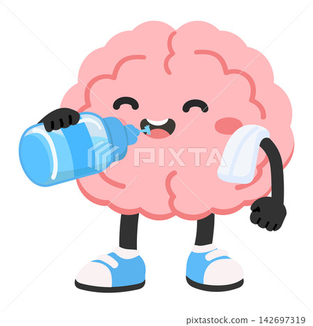 Brain drinking water for mental hydration and cognitive wellness 142697319