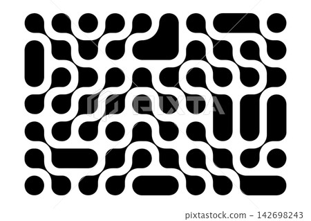 Connected round shapes pattern. Trendy metaballs background. Linked liquid drops, neurons or biological cells. Modern abstract print. Vector graphic illustration Connected round shapes pattern. Trendy metaballs background. Linked liquid drops, neurons or biological cells. Modern abstract print. Vector graphic illustration 142698243