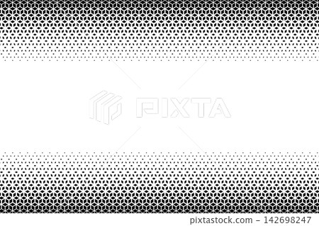 Top and bottom borders with faded cubic shapes pattern. Vanishing cubes background. Minimalistic abstract geometric print. Banner with disappearing diamond forms. Vector graphic illustration Top and bottom borders with faded cubic shapes pattern. Vanishing cubes background. Minimalistic abstract geometric print. Banner with disappearing diamond forms. Vector graphic illustration 142698247