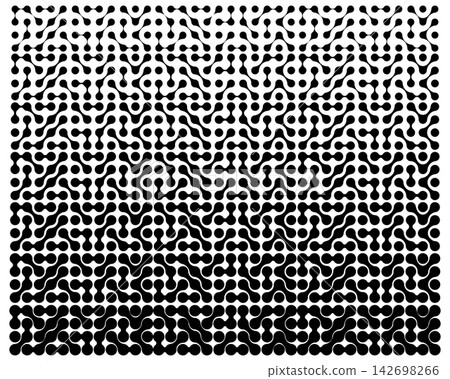 Connected organic shapes pattern with faded vanishing effect. Metaballs background. Linked liquid drops, neurons or biological cells. Modern abstract print. Vector graphic illustration Connected organic shapes pattern with faded vanishing effect. Metaballs background. Linked liquid drops, neurons or biological cells. Modern abstract print. Vector graphic illustration 142698266