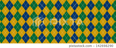 Classic argyle pattern with rhombus shapes for men sweater, socks, plaid or wrapping paper. Autumn or winter menswear print. Simple geometric background. Father Day wallpaper. Vector illustration Classic argyle pattern with rhombus shapes for men sweater, socks, plaid or wrapping paper. Autumn or winter menswear print. Simple geometric background. Father Day wallpaper. Vector illustration 142698290