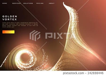 Golden glowing particle vortex website banner 142698446