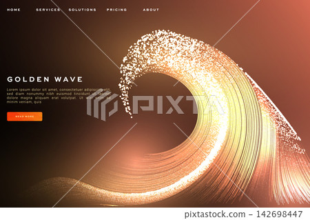 Golden particle wave website banner 142698447