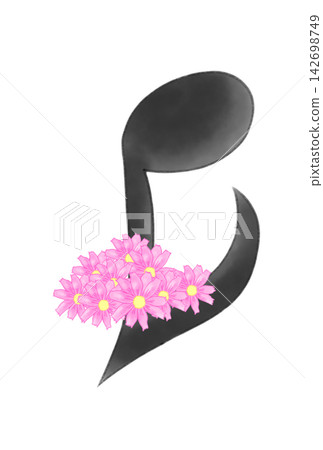 Musical notes with cosmos flowers 142698749