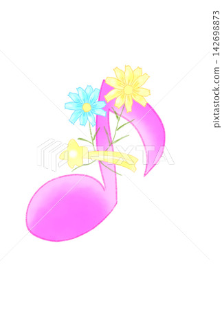 Musical notes with cosmos flowers Musical notes with cosmos flowers 142698873