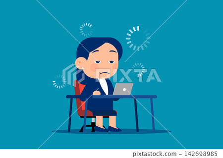 Tired businesswoman at work. Bored office worker procrastinating behind his desk Tired businesswoman at work. Bored office worker procrastinating behind his desk 142698985