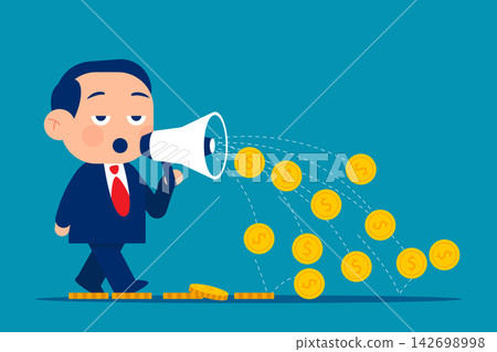 Businessman spitting money. Business financial vector illustration concept Businessman spitting money. Business financial vector illustration concept 142698998