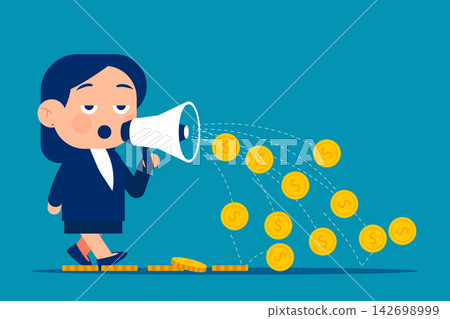 Businesswoman spitting money. Business financial vector illustration concept 142698999