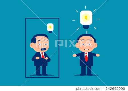 Thinking inside and thinking outside the box. Business cartoon vector illustration Thinking inside and thinking outside the box. Business cartoon vector illustration 142699000