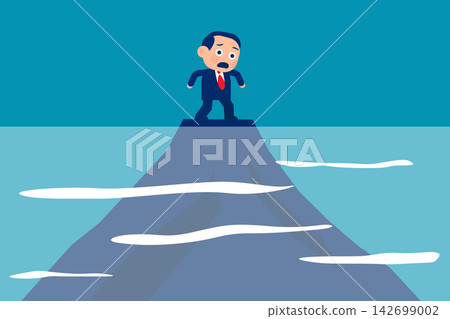 Business person on top mountain from part of the water 142699002
