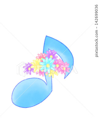 Musical notes with cosmos flowers Musical notes with cosmos flowers 142699036