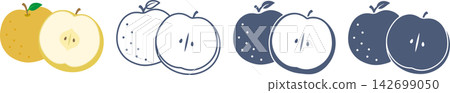 A set of cut Japanese pears and Japanese pears as a base. A set of cut Japanese pears and Japanese pears as a base. 142699050