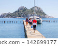 Woman sitting on bow of the yacht during sailing 142699177