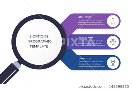 Three Option Magnifying Glass Infographic Template Three Option Magnifying Glass Infographic Template 142699270