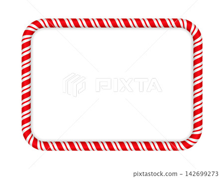 Christmas Candy Cane Striped Rounded Rectangular Frame 142699273