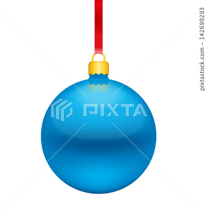 Glossy Blue Christmas Ball Ornament Hanging Illustration Glossy Blue Christmas Ball Ornament Hanging Illustration 142699283
