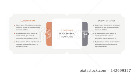 Two Option Infographic Template With Central Box and Side Panels Two Option Infographic Template With Central Box and Side Panels 142699337
