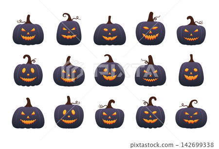 Halloween Jack-o-Lantern Dark Pumpkin Set Halloween Jack-o-Lantern Dark Pumpkin Set 142699338