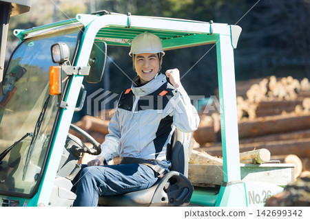 Forklift and worker Forklift and worker 142699342