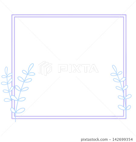 Double square frame with botanical leaf design (light blue) 142699354