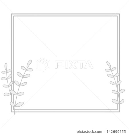 Botanical leaf double square frame (white) Botanical leaf double square frame (white) 142699355