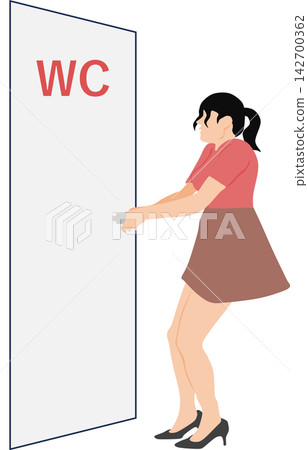 Illustration of a woman rushing to the toilet Illustration of a woman rushing to the toilet 142700362
