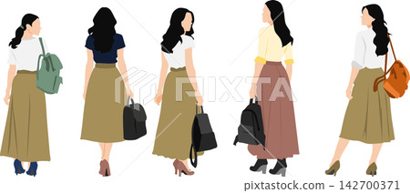 一個背著背包的女人的插圖 一個背著背包的女人的插圖 142700371