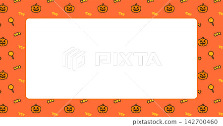 Halloween Pumpkin Candy Event Cute Hand-Drawn Background Banner Horizontal Halloween Pumpkin Candy Event Cute Hand-Drawn Background Banner Horizontal 142700460