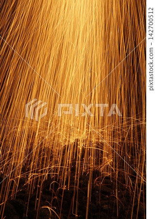 Steel workshop with sparks 142700512