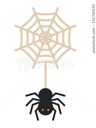 Illustration of a spider and a spiderweb Illustration of a spider and a spiderweb 142700535