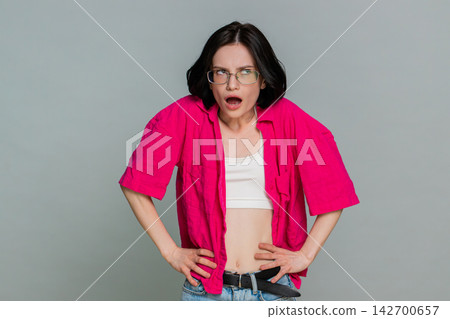 Woman rolling eyes waving hands irritated frustrated annoyed emotional gesture nervous reaction Woman rolling eyes waving hands irritated frustrated annoyed emotional gesture nervous reaction 142700657