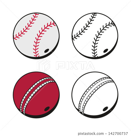 The image shows four cartoon style sports ball icons The image shows four cartoon style sports ball icons 142700737