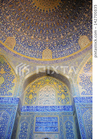 Iran, Isfahan, Imam Square, Imam Mosque, central prayer hall decorated with tiles 142700835