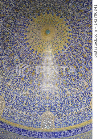 Iran, Isfahan, Imam Square, Imam Mosque, dome of the central prayer hall decorated with tiles. 142700841