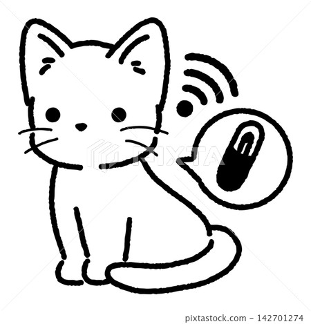 Hand-drawn vector illustration of a cat with a microchip. 142701274