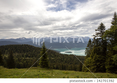View to Walchensee lake, Bavaria, Germany in summertime View to Walchensee lake, Bavaria, Germany in summertime 142701392