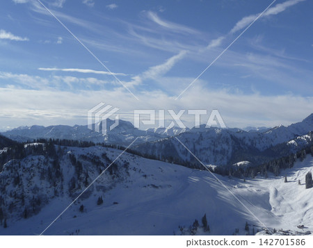 Mountain hiking at Brecherspitze mountain, Bavaria, Germany in wintertime Mountain hiking at Brecherspitze mountain, Bavaria, Germany in wintertime 142701586
