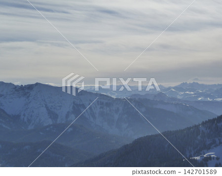 Mountain hiking at Brecherspitze mountain, Bavaria, Germany in wintertime Mountain hiking at Brecherspitze mountain, Bavaria, Germany in wintertime 142701589