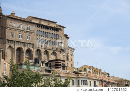 The Bishop's Palace of Tarazona seen from below, Aragon, Spain, in summer 142701862