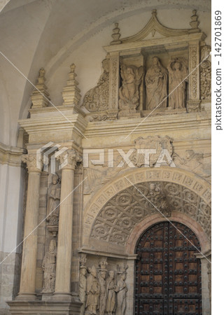 Sculpted Renaissance portal of the cathedral of Tarazona, Aragon, Spain Sculpted Renaissance portal of the cathedral of Tarazona, Aragon, Spain 142701869