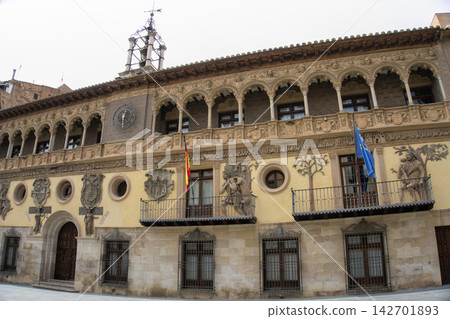 Full Renaissance facade of the town hall of Tarazona on the main square, Spain Full Renaissance facade of the town hall of Tarazona on the main square, Spain 142701893
