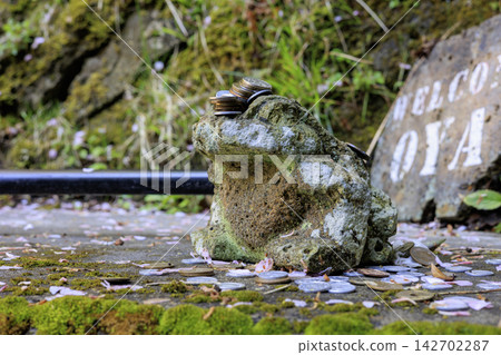 A frog statue made of Oya stone and a "WELCOME OYA" stone monument in Oya-cho, Utsunomiya City, Tochigi Prefecture. A frog statue made of Oya stone and a "WELCOME OYA" stone monument in Oya-cho, Utsunomiya City, Tochigi Prefecture. 142702287