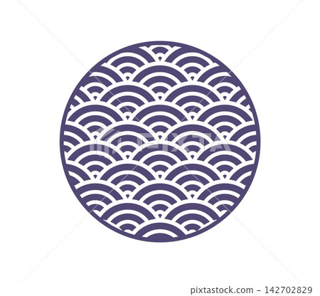 Asian Japanese seigaiha wave design element, oriental ornament pattern in round geometric shape. Vector traditional Japan motif with repeating arcs for culture, textile, decoration and festival Asian Japanese seigaiha wave design element, oriental ornament pattern in round geometric shape. Vector traditional Japan motif with repeating arcs for culture, textile, decoration and festival 142702829