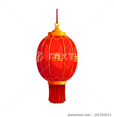 Asian Japanese, Chinese and Korean red paper lantern. Asian culture celebration decoration, Chinese oriental vector lamp. Asia festive paper lantern with golden ring, hieroglyph calligraphy and tassel Asian Japanese, Chinese and Korean red paper lantern. Asian culture celebration decoration, Chinese oriental vector lamp. Asia festive paper lantern with golden ring, hieroglyph calligraphy and tassel 142703015