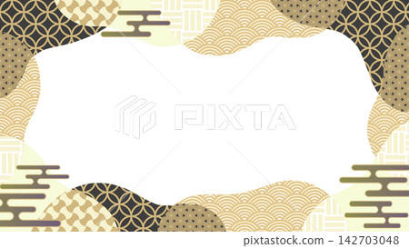 Japanese pattern frame material, Japanese style background, Japanese decoration Japanese pattern frame material, Japanese style background, Japanese decoration 142703048