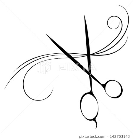 Hairdressing scissors and smooth decorative hair lines Hairdressing scissors and smooth decorative hair lines 142703143