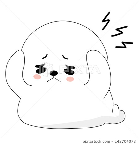 Cute white baby seal character scared shocked fear panic emotion arctic animal mascot sticker print visual graphic clipart artwork design icon element illustration Cute white baby seal character scared shocked fear panic emotion arctic animal mascot sticker print visual graphic clipart artwork design icon element illustration 142704078