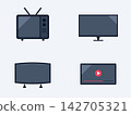Set of Television and Video Player Icons in Flat Design Style 142705321