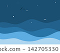 Minimalist Blue Layered Hills Landscape Under Starry Night Sky 142705330